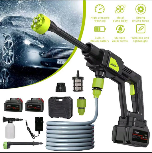AxiOna&1500W Cordless Electric High Pressure Washer Rechargeable Car Wash Gun Electric Water Gun Foam Machine for Makita 24V Battery