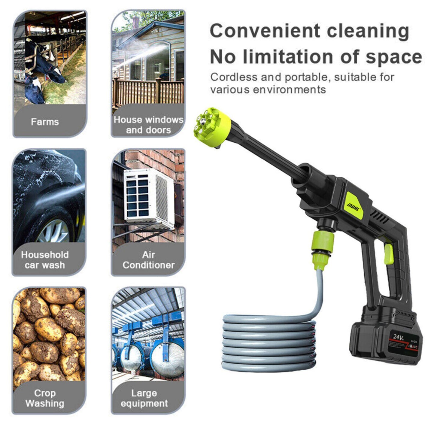 1500W Cordless Electric High Pressure Washer Rechargeable Car Wash Gun Electric Water Gun Foam Machine for Makita 24V Battery
