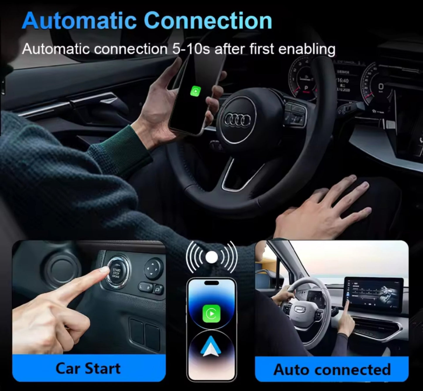 2in1 Wireless Carplay Adapter Android Auto USB Plug and Play Carplay Car for iPhone Apple Portable Al Box Wired/Wireless Carplay