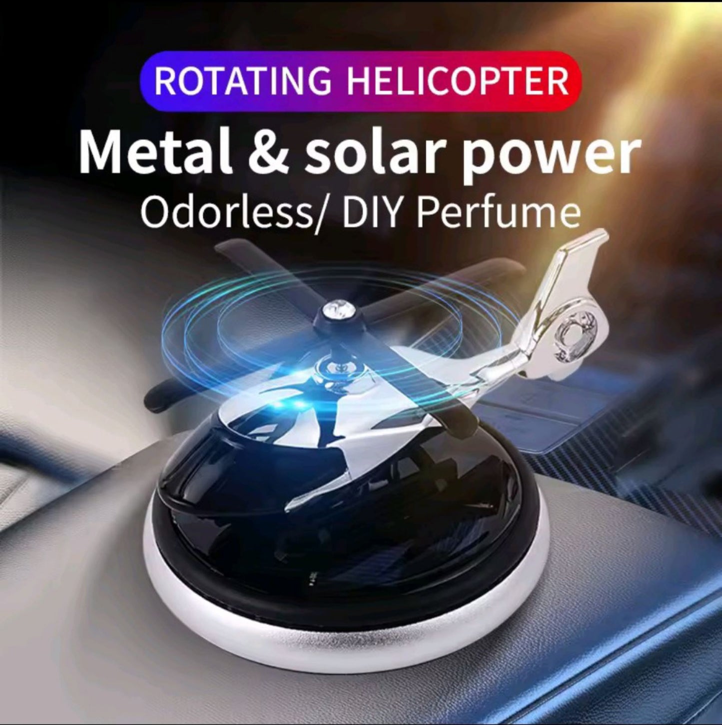 Unscented car ornaments DIY perfume solar rotating propeller helicopter air freshener decorations accessories interior dashboard